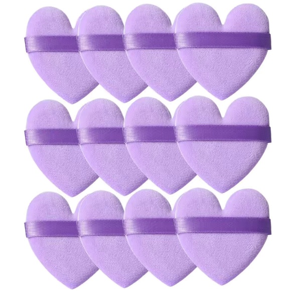Set of 6 Powder Puffs Make Up Puffs With Strap Heart Shaped Powder Puffs - Picture 2 of 6